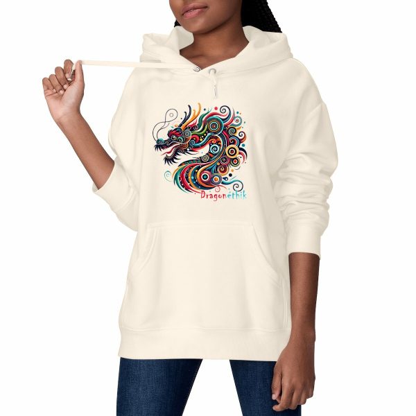 Sweat à capuche dragon épais unisexe, grand motif