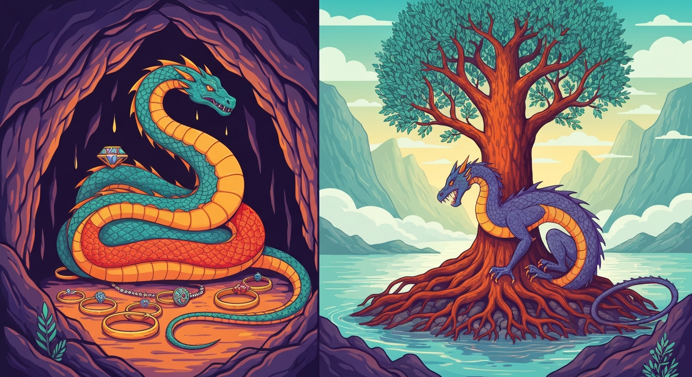 Dragon nordique mythologie : Fáfnir et Níðhöggr, deux visages du wyrm
