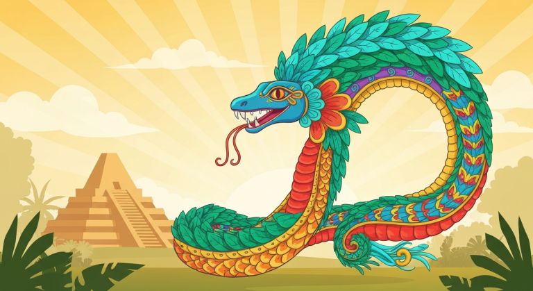 Quetzalcoatl signification : le serpent à plumes, dieu civilisateur des Aztèques