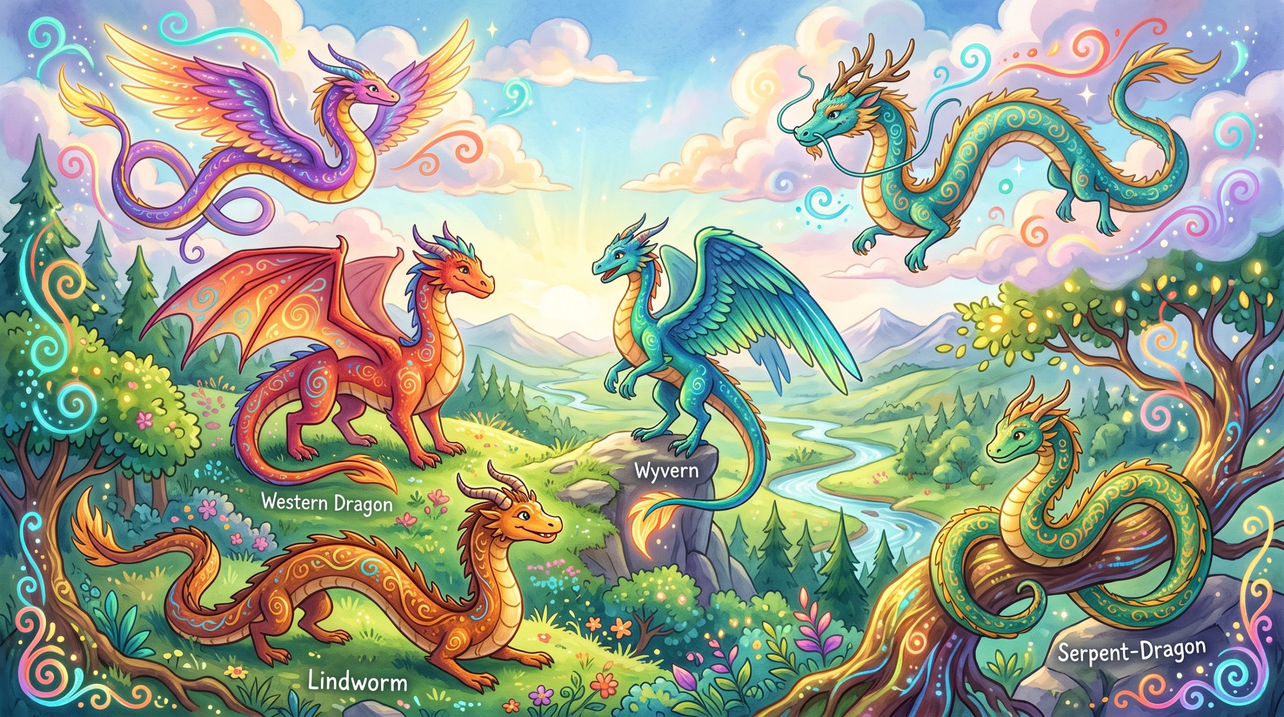 Les types de dragons classés selon la forme de leur corps